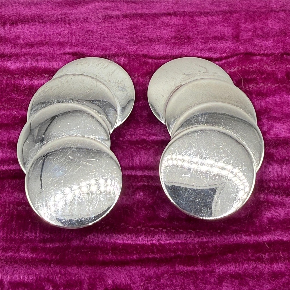 Vintage Silver Tone Graduated Disc Circles Crescent Curve Clip-On Earrings